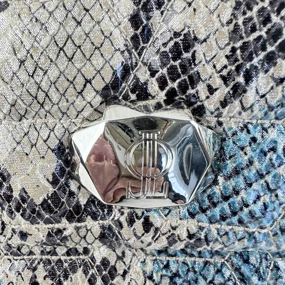 Jennifer Lopez Blue Snakeskin Shoulder Bag with Chain Strap - Picture 2 of 8